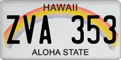 HI license plate ZVA353