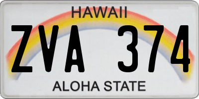 HI license plate ZVA374