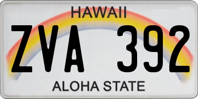 HI license plate ZVA392