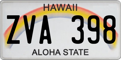 HI license plate ZVA398