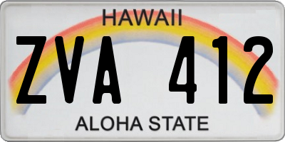 HI license plate ZVA412