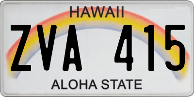 HI license plate ZVA415