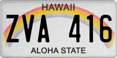 HI license plate ZVA416
