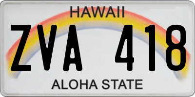 HI license plate ZVA418
