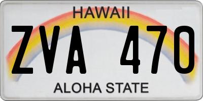 HI license plate ZVA470