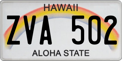 HI license plate ZVA502