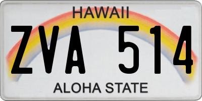 HI license plate ZVA514