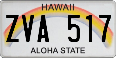 HI license plate ZVA517