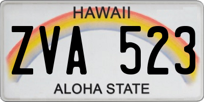 HI license plate ZVA523