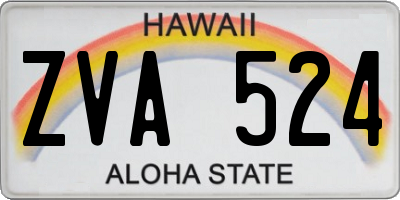 HI license plate ZVA524