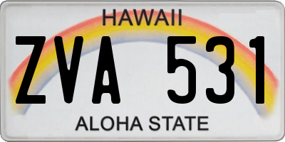 HI license plate ZVA531