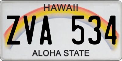 HI license plate ZVA534