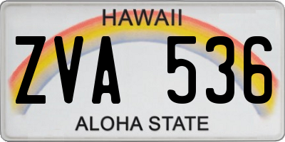 HI license plate ZVA536