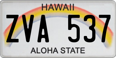 HI license plate ZVA537