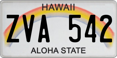 HI license plate ZVA542