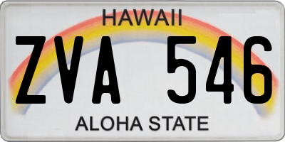 HI license plate ZVA546