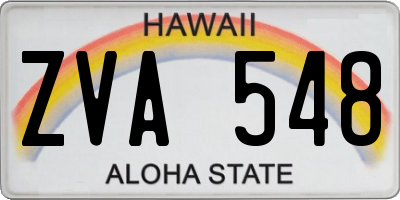 HI license plate ZVA548