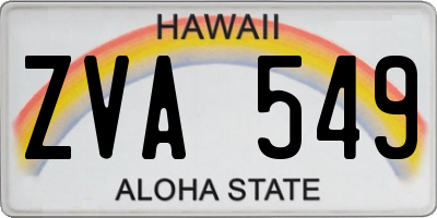 HI license plate ZVA549