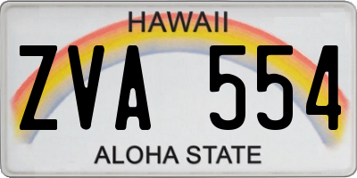 HI license plate ZVA554