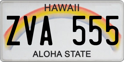 HI license plate ZVA555