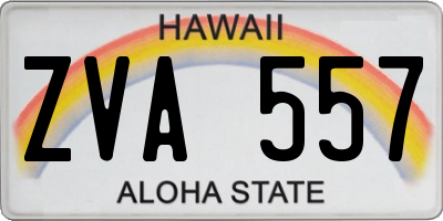 HI license plate ZVA557