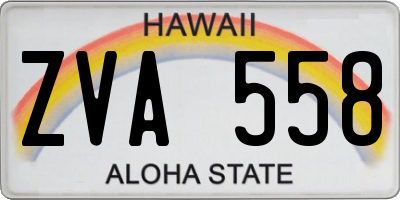 HI license plate ZVA558