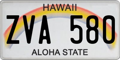 HI license plate ZVA580