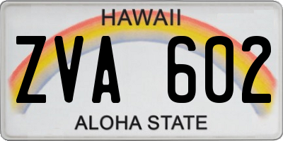 HI license plate ZVA602