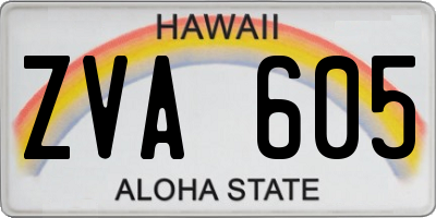 HI license plate ZVA605