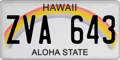 HI license plate ZVA643