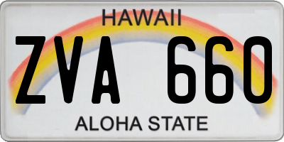 HI license plate ZVA660