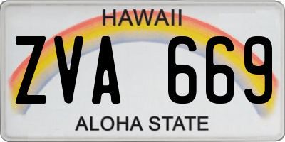 HI license plate ZVA669