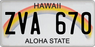 HI license plate ZVA670