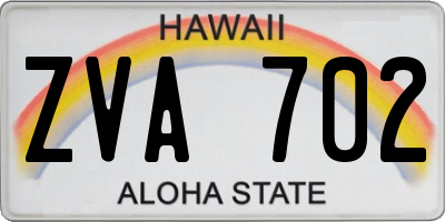 HI license plate ZVA702