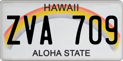 HI license plate ZVA709