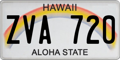 HI license plate ZVA720