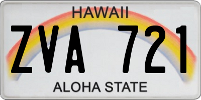 HI license plate ZVA721