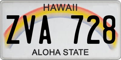 HI license plate ZVA728