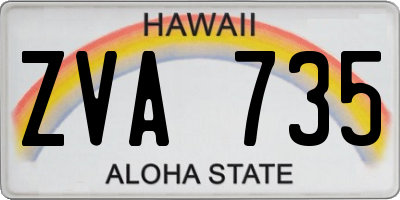HI license plate ZVA735