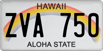 HI license plate ZVA750