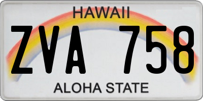 HI license plate ZVA758