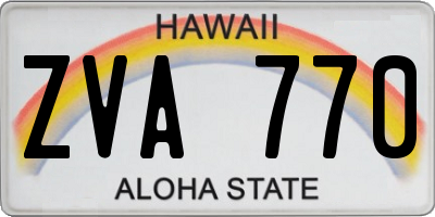 HI license plate ZVA770