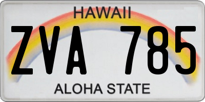 HI license plate ZVA785