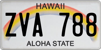 HI license plate ZVA788