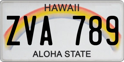 HI license plate ZVA789