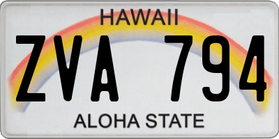 HI license plate ZVA794