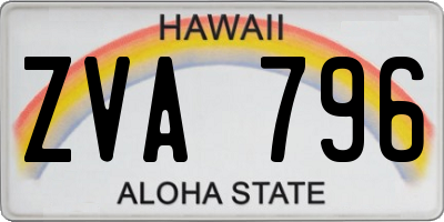 HI license plate ZVA796