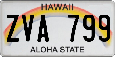 HI license plate ZVA799
