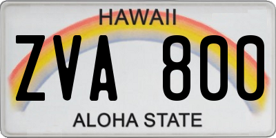 HI license plate ZVA800