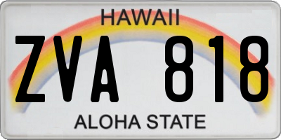 HI license plate ZVA818